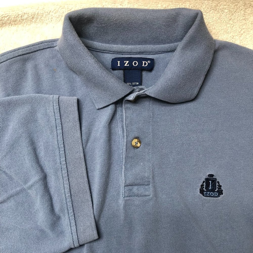 Izod Men's LARGE Blue Short Sleeve Polo Shirt